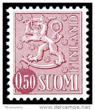 FINLAND 1974, M-63 Definitive PHOSPHOR Lion 0,50 Lilac Type II EGpQ** - Neufs