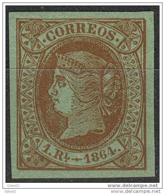 ES67-L1547-N8.España.Spain Espagne.ISABEL   Ll .1864.( Ed 67**).sin Charnela LUJO. - Postfris – Scharnier