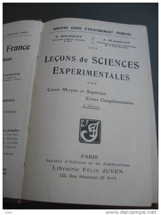 Leçons De Sciences Experimentales - E. Bousquet Et A. Flajollot - RARE - 1901-1940