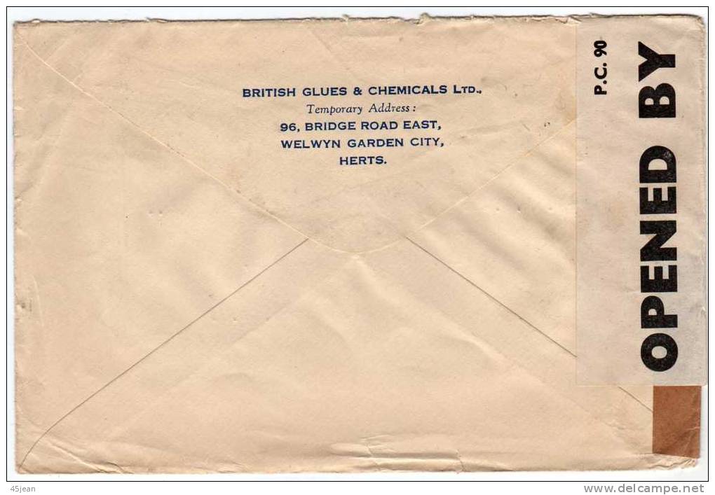 Grande Bretagne: 1941 Très Belle Lettre Vers New York Passée Par La Censure Timbre Perforé Perfing Stamp BGC - Perforiert/Gezähnt