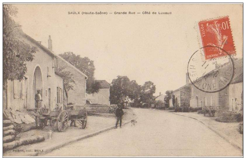 CPA 70 SAULX Grande Rue Côté De Luxeuil Charrette Animation 1919 - Autres & Non Classés