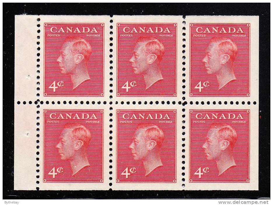 Canada Scott #287b MH Booklet Pane Of 6 4c George VI With ´Postes-Postage´ - Pages De Carnets