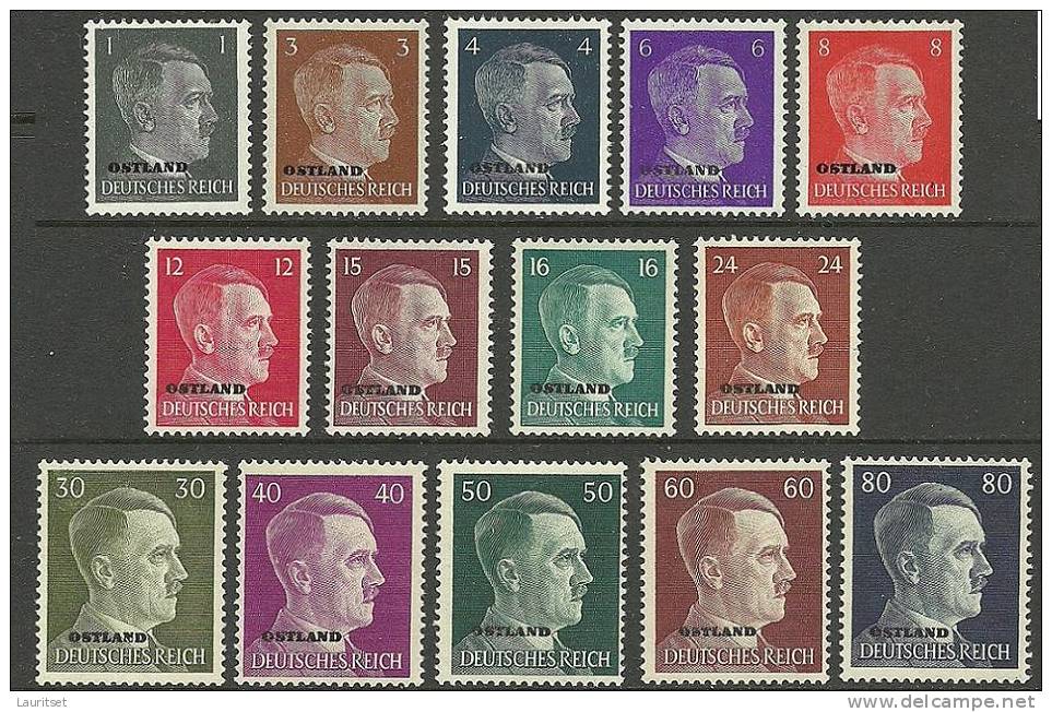 ESTLAND Estonia Estonie 14 Hitler-Marken Mit OPT Ostland 1941 ** - Estland