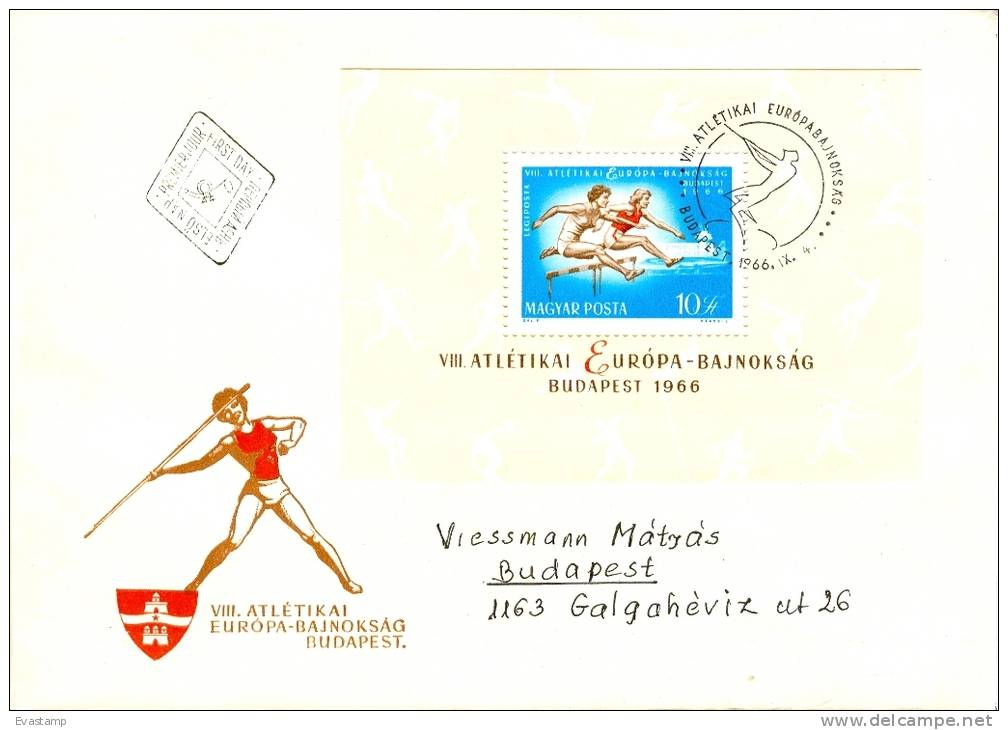HUNGARY - 1966.FDC-USED Sheet -  8th European Athletic Championships,Budapest - FDC