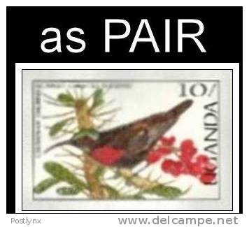 UGANDA 1987. Scarlet-chested Sunbird Bird 10s.. Imperf.pair   [ Ungezähnt,non Dentelé,no Dentado,non Dentellato ] - Ouganda (1962-...)