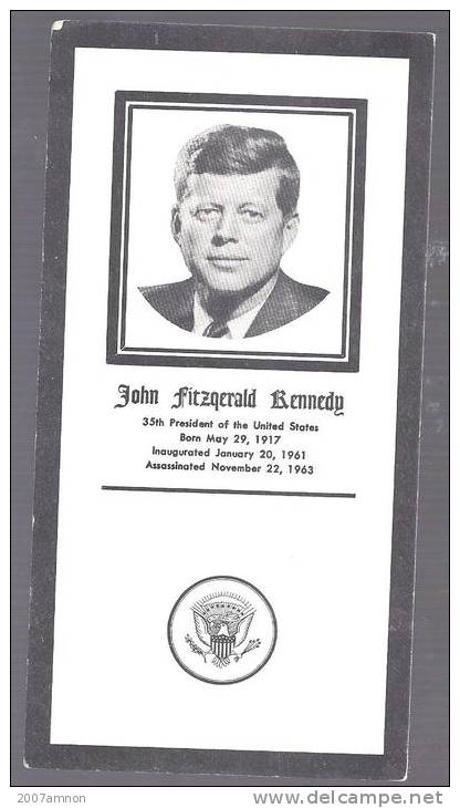 FAMOUS PEOPLE J F KENNEDY SPEC MOURING CARD - Kennedy (John F.)