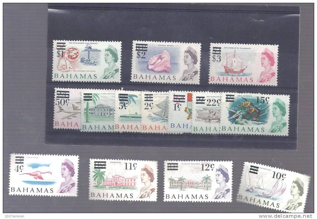 BAHAMAS QE2 O/P CO,PLETE SET UP TO 3$ MNH - 1859-1963 Crown Colony