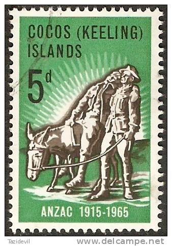 COCOS (KEELING) ISLANDS - USED  1965 5d Anniversary Of Anzac - Kokosinseln (Keeling Islands)