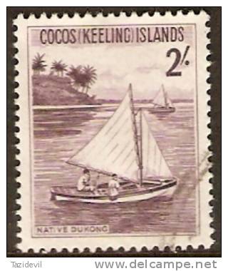 COCOS (KEELING) ISLANDS - USED 1963 2/- Sailboat - Cocos (Keeling) Islands