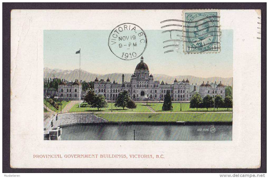 Canada PPC British Columbia Provincial Government Buildings VICTORIA 1910 To Germany VALENTINE (2 Scans) - Victoria