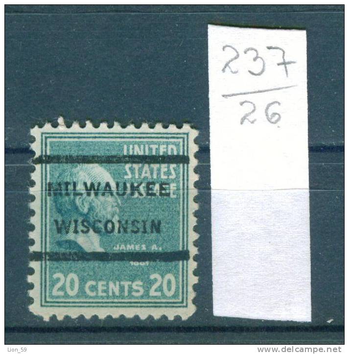 26K237 / MILWAUKEE WISCONSIN - State Wisconsin Counties Milwaukee  -  Precancel, Preo, ,United States Etats-Unis USA - Voorafgestempeld
