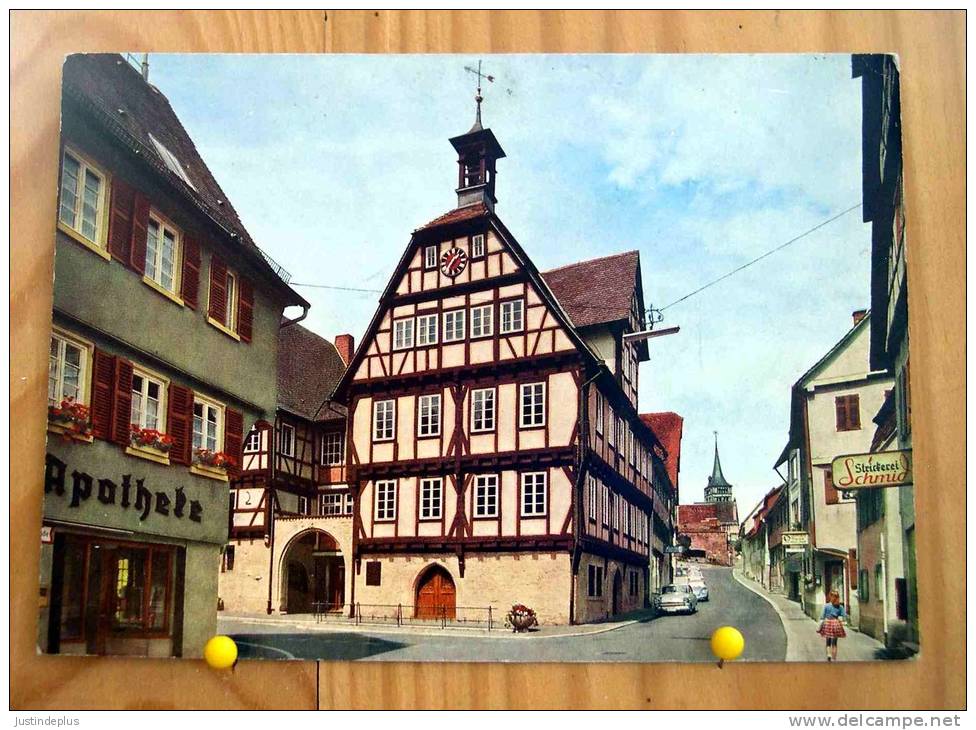 ALLEMAGNE SINDELFINGEN ALTES RATHAUS ERBAUT 1478 PHOTO G.PLANCK Voiture Jeune Fille Cp Vierge - Sindelfingen