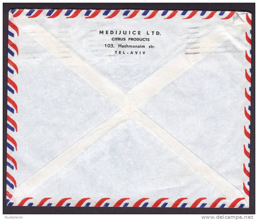 Israel Airmail Par Avion MEDIJUICE Ltd. Tel Aviv 3-Stripe Cover To COPENHAGEN Denmark (2 Scans) - Briefe U. Dokumente