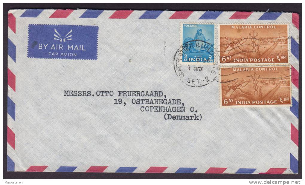 India Airmail Par Avion KERALA PRODUCE EXPORTING Co. Quilon (S. India) 1956 Cover To KØBENHAVN Ø Denmark (2 Scans) - Luftpost