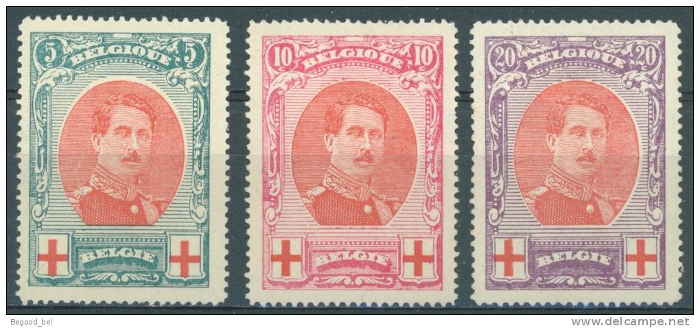 BELGIQUE - 1915 - MH/* CROIX ROUGE RODE KRUIS ALBERT I - COB 132-134  Lot 4293 - 1914-1915 Red Cross