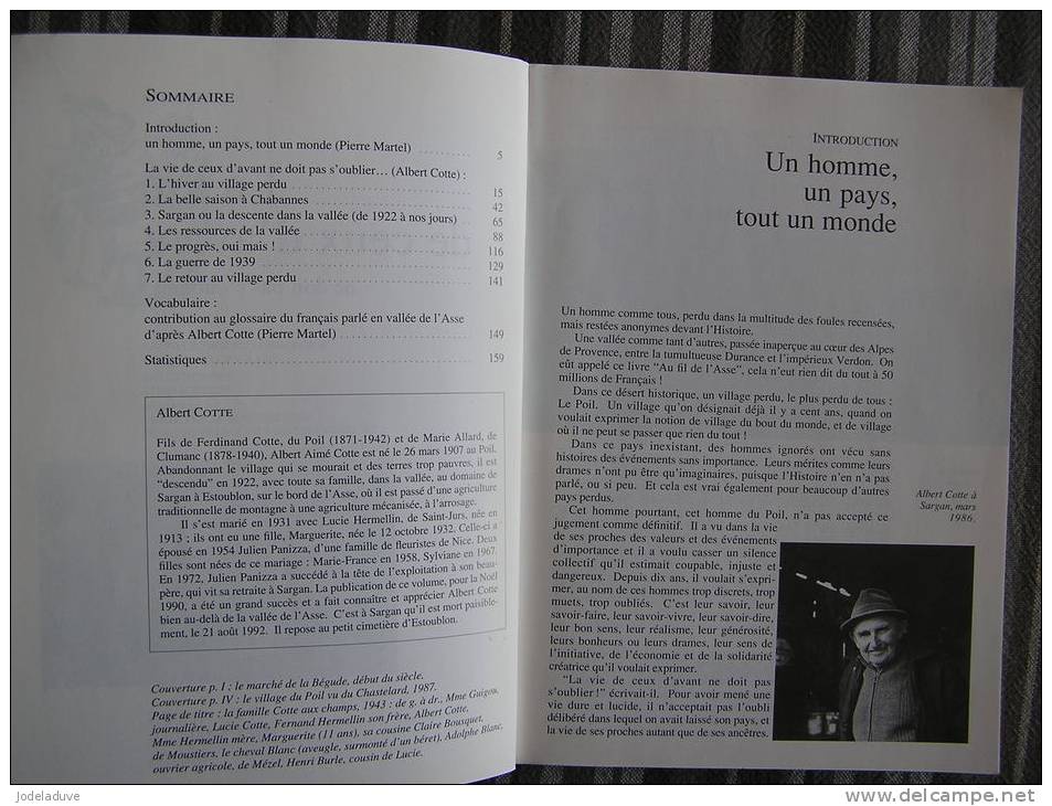 LA VIE DE CEUX D´AVANT Village LE POIL  Vallée D´Asse COTTE Albert  Preynes Mezel Chabbanes Sargan - Rhône-Alpes