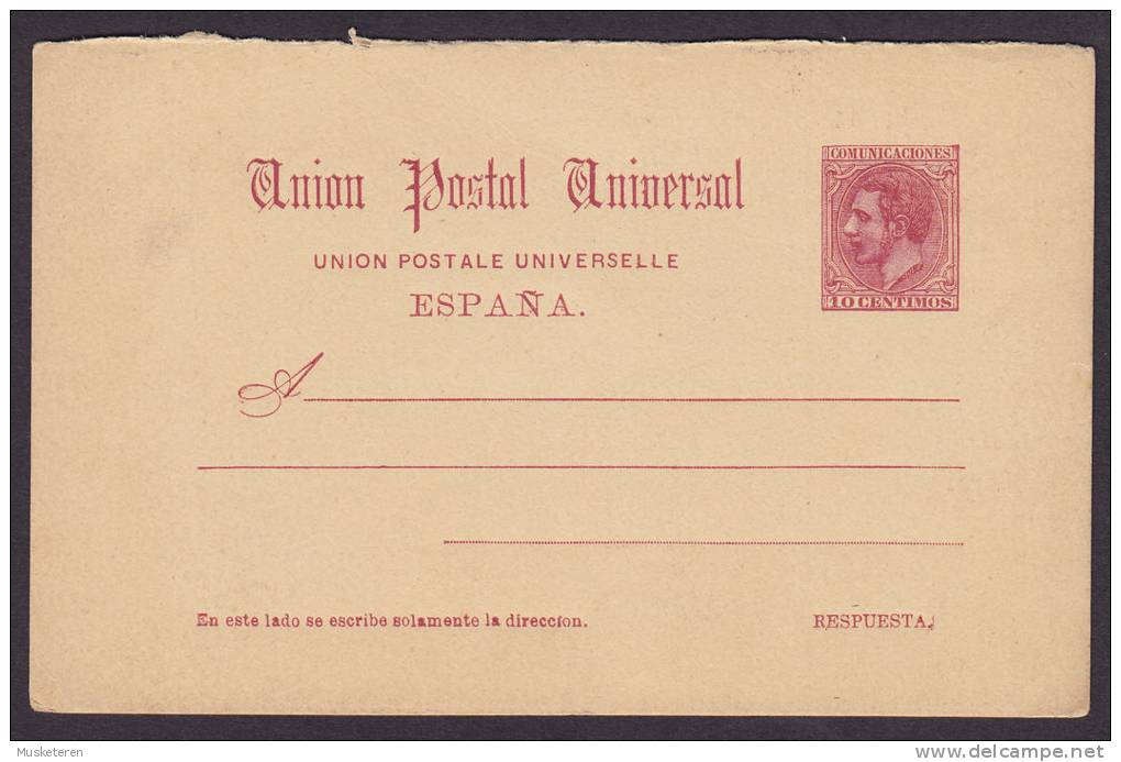 Spain Postal Stationery Ganzsache Entier 10 Cs König King Alfons XII. UPU Respuesta Résponse - 1850-1931