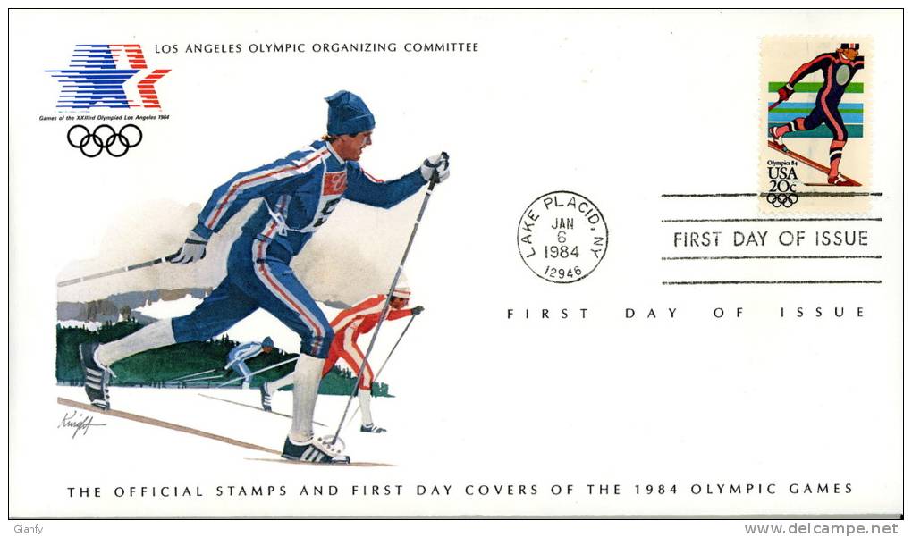 OLIMPIADE LAKE PLACID STATI UNITI 1984 FDC SCI ALPINO DI FONDO - Invierno 1980: Lake Placid