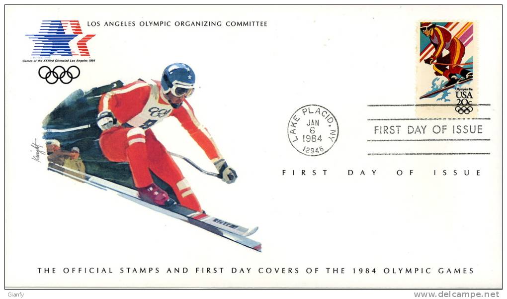 OLIMPIADE LAKE PLACID STATI UNITI 1988 FDC SLALOM - Inverno1980: Lake Placid