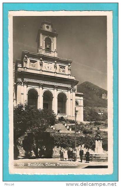 SVIZZERA MENDRISIO CHIESA PARROCCHIALE CARTOLINA FORMATO PICCOLO VIAGGIATA NEL 1940 - Mendrisio