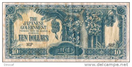 JAPAN INVASION BANKNOTE (JIM) 10 DOLLAR MALAYA 1942-45 - Sonstige – Asien