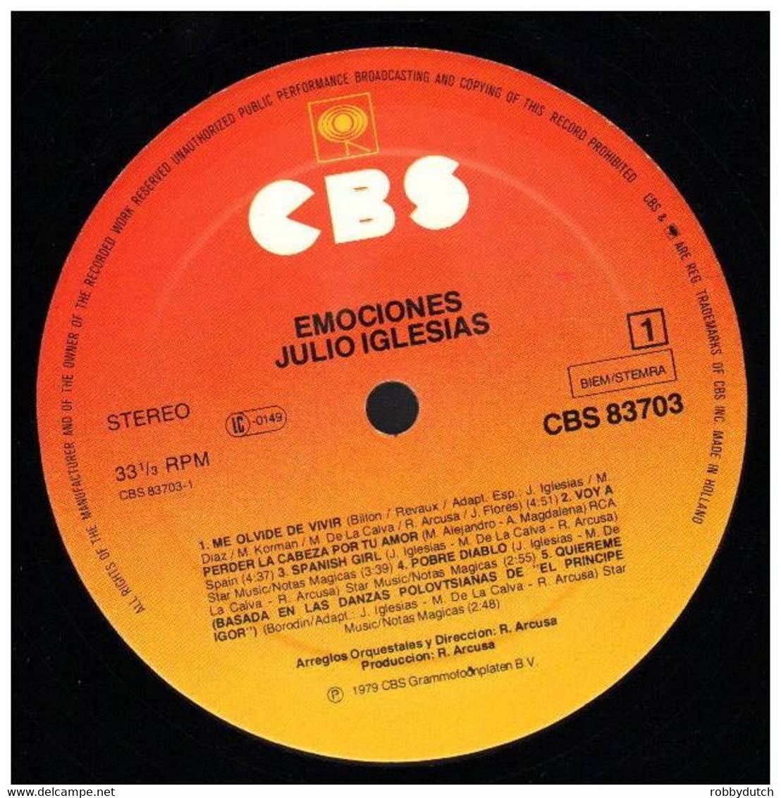 * LP *  JULIO IGLESIAS - EMOCIONES (Holland 1979 Ex!!!) - Otros - Canción Española