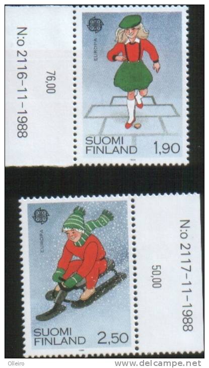 Finlandia - Finland 1989 Europa  "Giochi Infantili" 2v Cpl ** MNH - Unused Stamps
