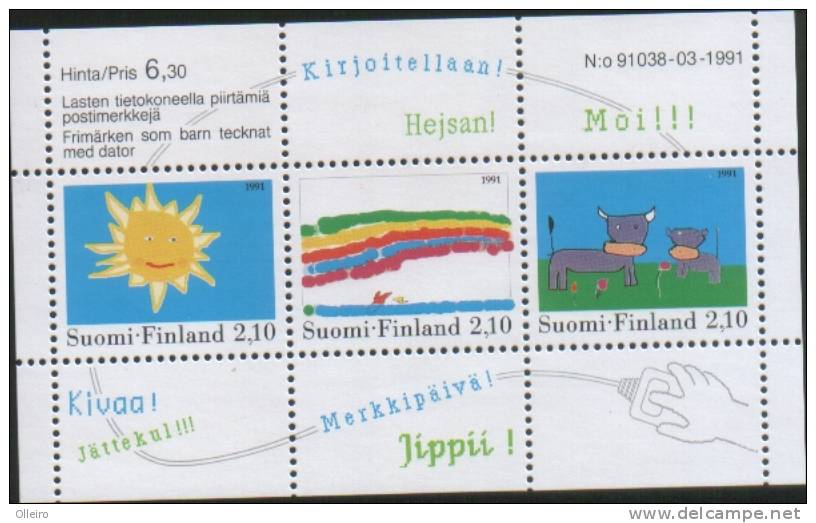 Finlandia - Finland 1991 Concorso Disegno Per Bambini  Foglietto   3v Cpl ** MNH - Nuevos