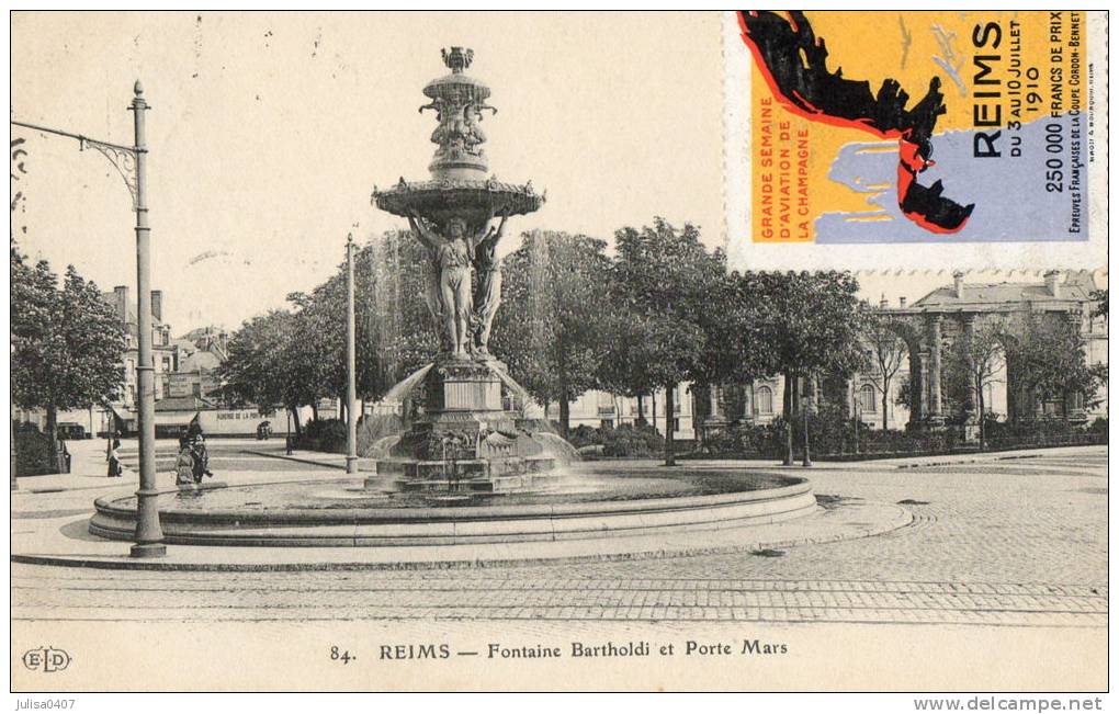 REIMS AVIATION Place Fontaine Bartholdi Vignette Meeting Reims 1910 - Fliegertreffen