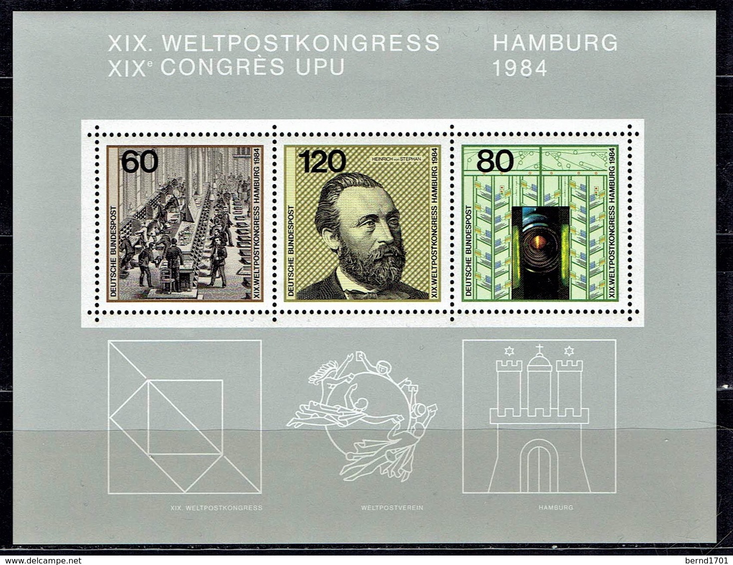 Germany - Mi-Nr Block 19 Postfrisch / MNH ** (v768) - UPU (Universal Postal Union)