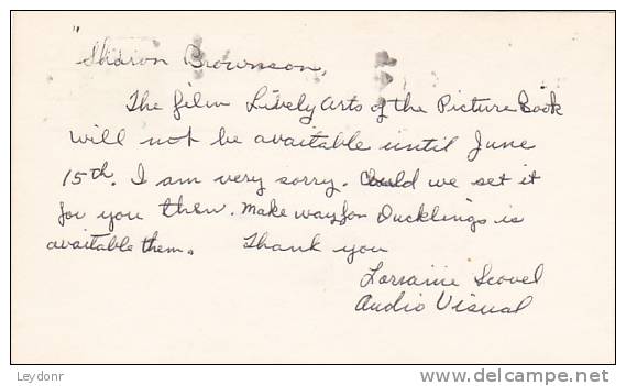 Postal Card - Abraham Lincoln -  Scott # UX55 -  Iowa State Traveling Library  To Waverly Public Library - Postmarked .. - 1961-80