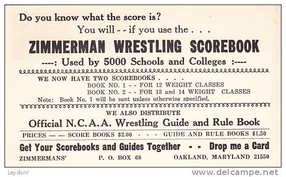 Postal Card - Weather Services -  Scott # UX57 -  Wrestliing Coach - Janesville High School - Wrestling Scorebook - 1961-80