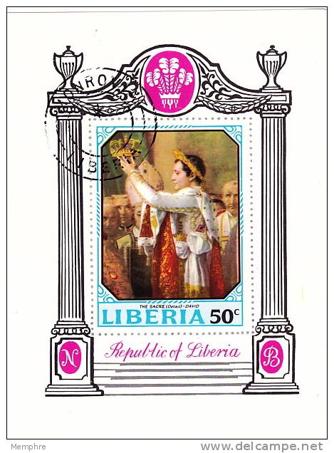 1970  Coronation Of Napoleon By David   Souvenir Sheet  Sc  531 Used - Liberia