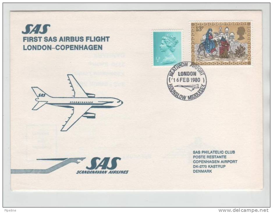 Great Britain First SAS Airbus Flight London - Copenhagen 16-2-1980 - Unclassified