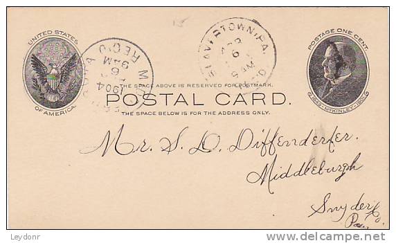 Postal Card - McKinley - UX18 -  1904 - 1901-20