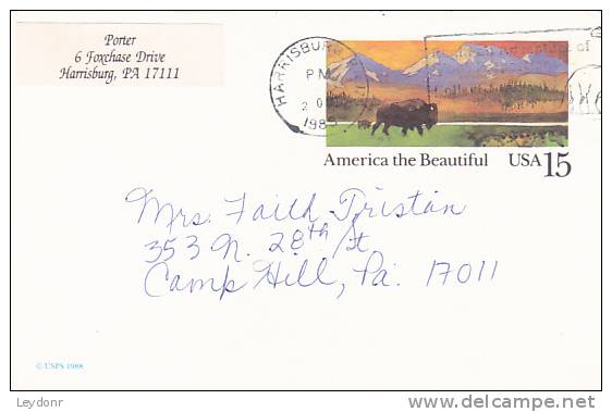 Postal Card - America The Beautiful - Buffalo In The Prairie - Scott # UX120 - - 1981-00