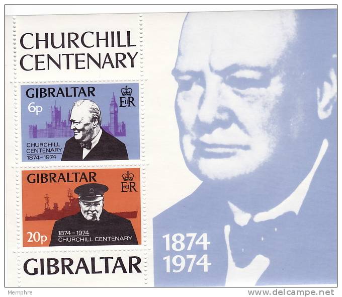 GIBRALTAR  1974  Churchill Centenary  Souvenir Sheet   UM  MNH ** - Gibilterra