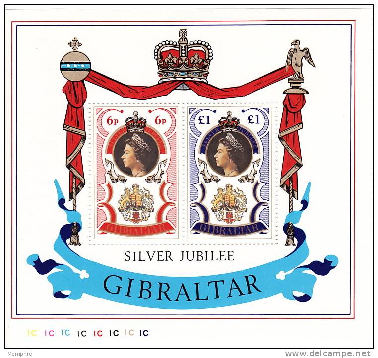 GIBRALTAR  1977  Elizabeth II Silver Jubilee   Souvenir Sheet   UM  MNH ** - Gibraltar