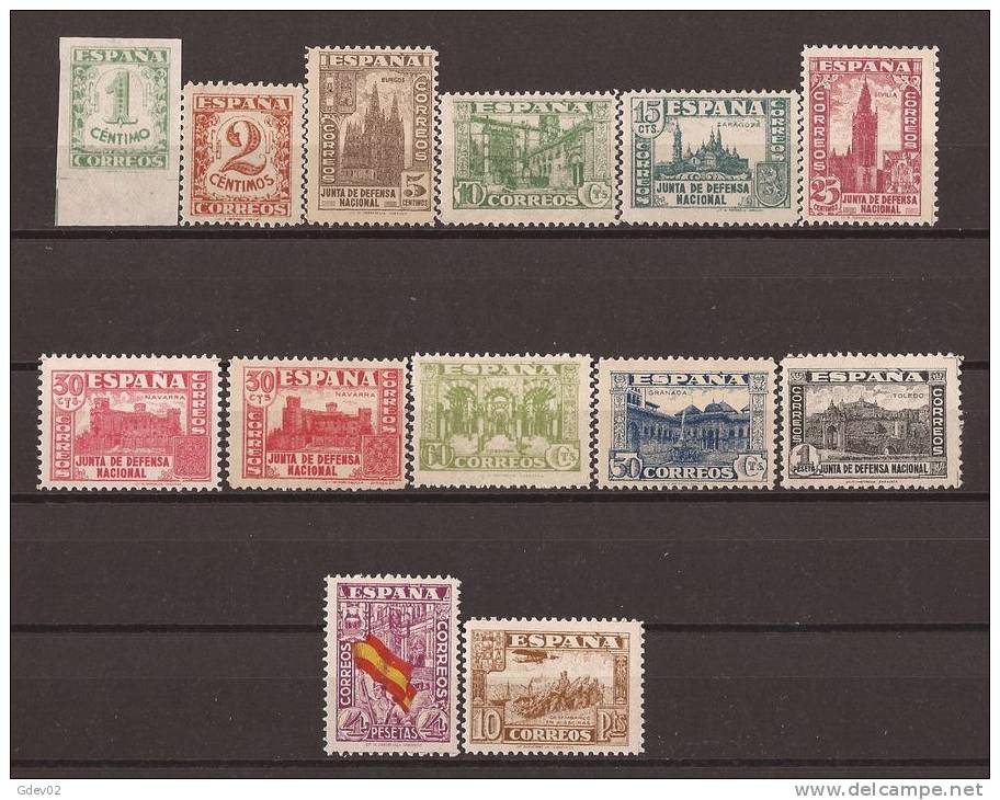 ES802-L4023.España Spain Espagne JUNTA DE LA DEFENSA 1936/37 (Ed 802/13**).sin Charnela MAGNIFICA. - Nuevos