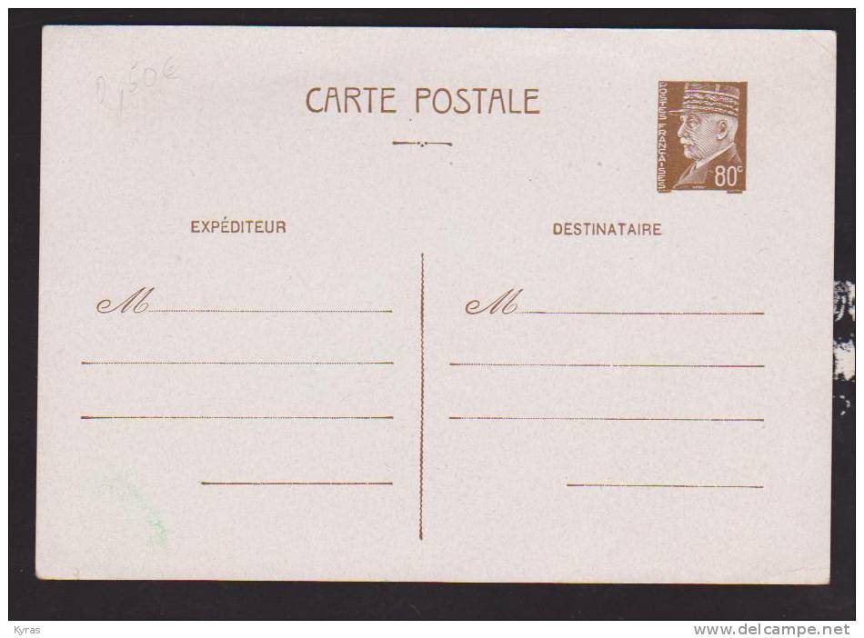 CARTE LETTRE N°1 . Timbre MARECHAL PETAIN 80c Brun - Autres & Non Classés