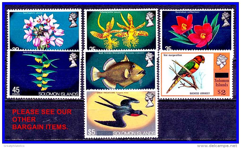 SOLOMON IS 1975 BIRDS/ORCHIDS/BUTTERFLIES HIGHS SC#305-11 MNH (D0127) - Isole Salomone (...-1978)
