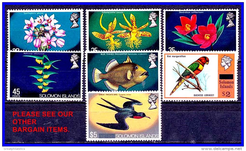 SOLOMON IS 1975 BIRDS/ORCHIDS/BUTTERFLIES HIGHS SC#305-11 MNH (D0127) - Iles Salomon (...-1978)