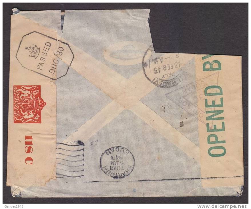 SUDAN 1944    PART OF COVER To India.. #  13918d - Sudan (1954-...)