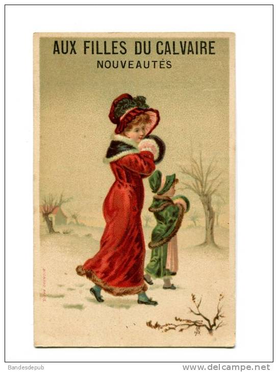Paris Très Belle Chromo Bognard Filles Du Calvaire Enfant Manchon Fourrure Hiver Fillette - Aiguebelle