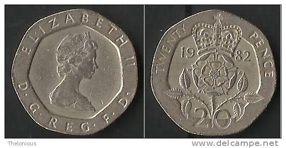 Gran Bretagna - England - 20 Pence Del 1982 - 20 Pence