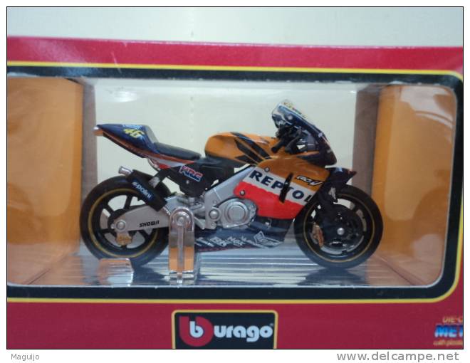 HONDA 2002 REPSOL " VALENTINO .ROSSI N° 46 " 1/18 BURAGO  LIRE !!! - Motos