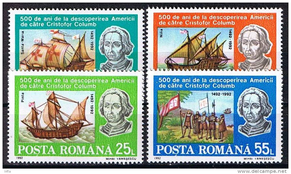 Rumänien 1992 , Michel #  4824 - 4827 ** - Christopher Columbus