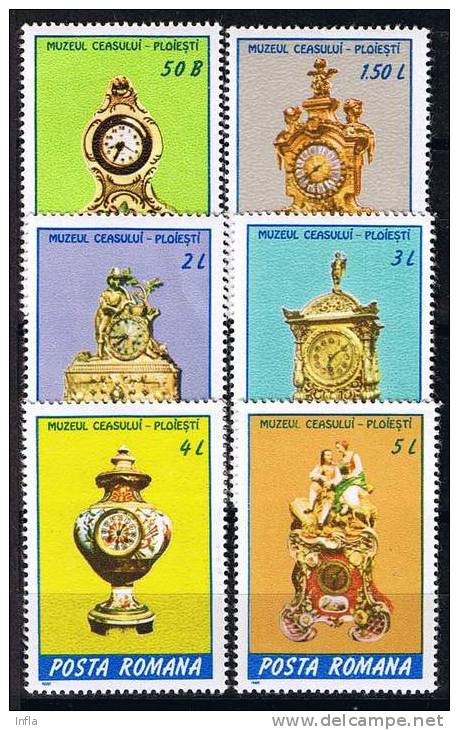 Rumänien 1988 , Michel #  4443 - 4448 ** Uhren Aus Dem Uhrenmuseum - Uhrmacherei