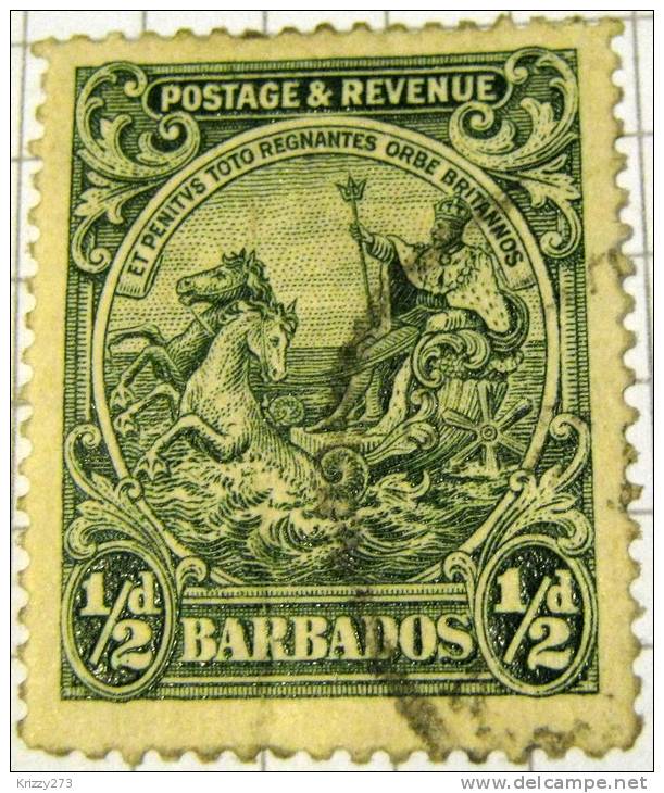 Barbados 1925 Seal Of Colony 0.5d - Used - Barbados (...-1966)