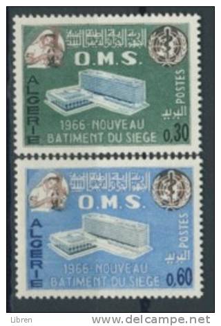 ALGERIA, ALGERIE 1966 MI 454-455 WHO, OMS. MNH, POSTFRIS, NEUF**. - Argelia (1962-...)